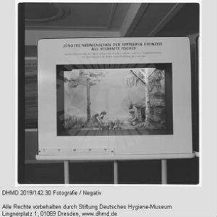 Nationale Hygiene-Ausstellung - Raum 8 - "Jüngere Neumenschen der mittleren Steinzeit als sesshafte Fischer"