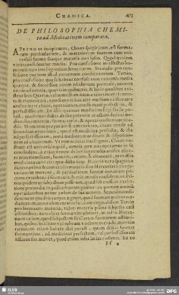 De Philosophia Chemica ad Meditativam comparata