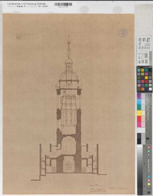 Siegen, Nikolaikirche: Schnitt durch den Turm
