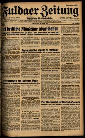 Ausgabe vom Montag, den 12. August 1940.