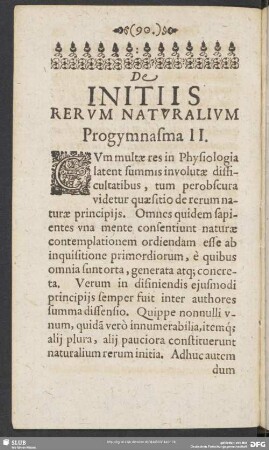 De Initiis Rerum Naturalium Progymnasma II.