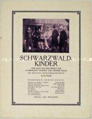Filmprogramm zu dem deutschen Spielfilm "Schwarzwaldkinder"