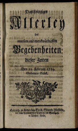 Den 12. Februar. 1754. Siebentes Stück.
