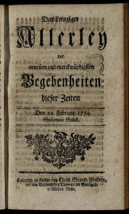 Den 12. Februar. 1754. Siebentes Stück.