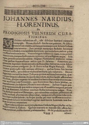 De PRODIGIOSIS VULNERUM CURATIONIBUS.