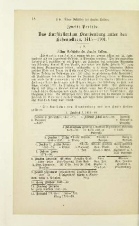 Zweite Periode. Das Kurfürstentum Brandenburg unter den Hohenzollern, 1415-1701