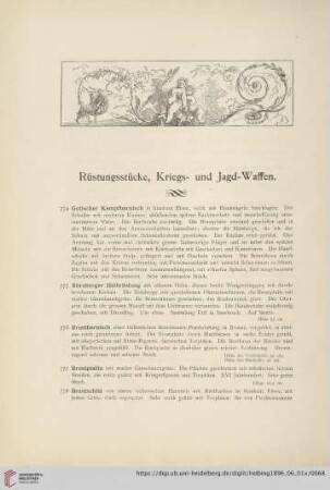 Rüstungsstücke, Kriegs- und Jagd-Waffen