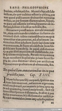De quibusdam annotationibus in ea quae praedicta sunt. Cap. XIIII.