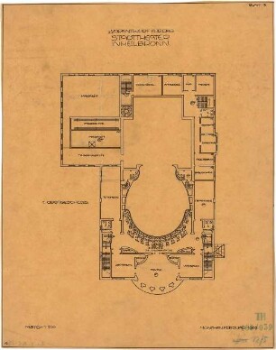 Fischer, Theodor; Heilbronn; Stadt-Theater - Grundriss 1. OG