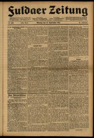 Erste Ausgabe vom Montag, den 15. September 1913.
