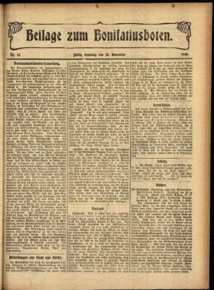 Zweite Ausgabe vom Sonntag, den 20. November 1910.