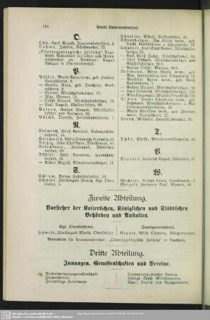 Dritte Abteilung. Innungen, Genossenschaften und Vereine