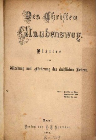 Des Christen Glaubensweg. 1, 1. 1875
