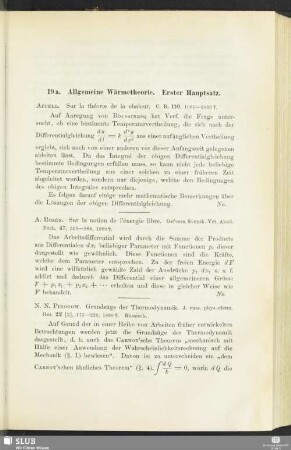 19a. Allgemeine Wärmetheorie. Erster Hauptsatz