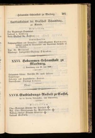 XXVI. Hebammen-Lehranstalt zu Marburg.