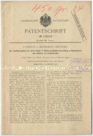 Patentschrift einer Vorrichtung für Ballenpressen für die Zuführung des Preßmaterials, Patent-Nr. 103419