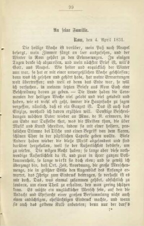 An seine Familie. Rom, den 4. April 1831