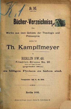 Bücher-Verzeichniss. 345. 1893