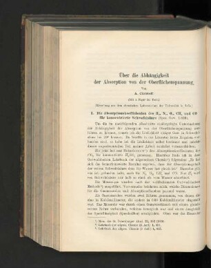 Über die Abhängigkeit der Absorption von der Oberflächenspannung