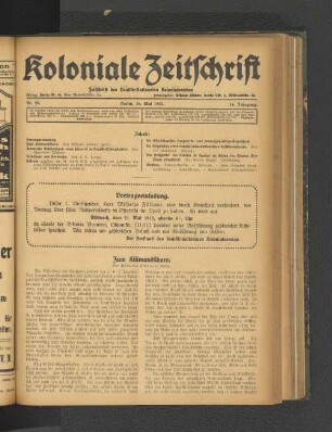 Nr. 20. Berlin, 16. Mai 1913. 14. Jahrgang.