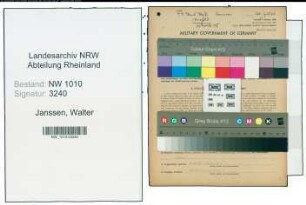 Entnazifizierung Walter Janssen , geb. 12.08.1894 (Buchhalter)