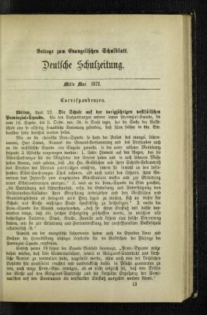 Witten : die Schule auf der vorigjährigen westfälischen Provinzial-Synode