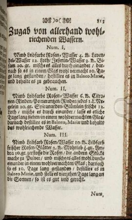 Zugab von allerhand wohlriechenden Wassern.