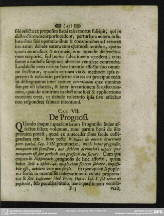 Cap. VII. De Prognosi