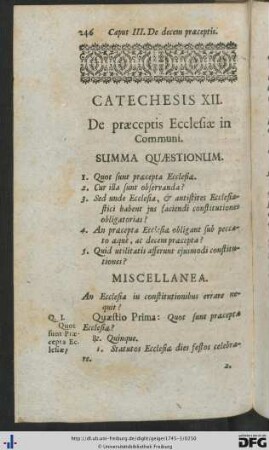 Catechesis XII. De praeceptis Ecclesiae in Communi.