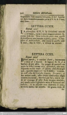 Lettera CCXX. Signor mio!