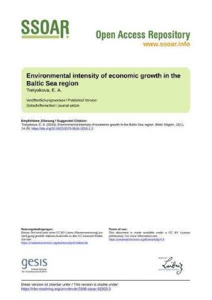 Environmental intensity of economic growth in the Baltic Sea region