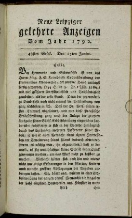 48stes Stück. Den 15ten Junius.