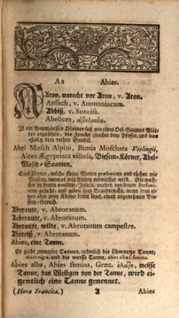 Flora Francica Rediviva, oder Kräuter-Lexicon : Worinnen der Vornehmsten Kräuter, Bäume, Blumen und Wurtzeln [et]c. unterschiedliche Nahmen, Temperamenta, Kräffte, Nutzen, Würckungen, und præparata gründlich beschrieben werden