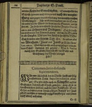 Commendatio defuncti Superintendentis.