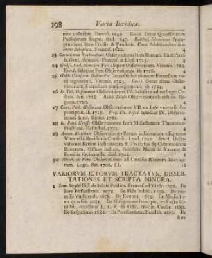 198-241, Variorum ictorum tractatus, dissertationes et scripta minora.