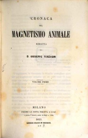 Cronaca del Magnetismo animale, 1