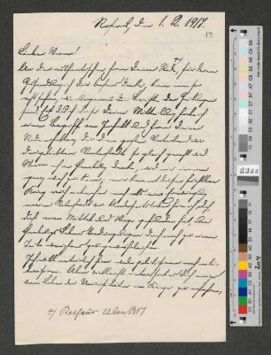 Brief an Werner von Melle