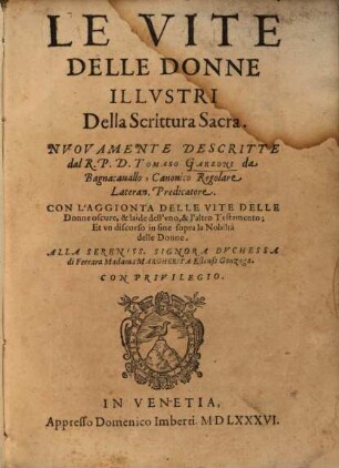 Le vite delle donne illustri della Scrittura sacra