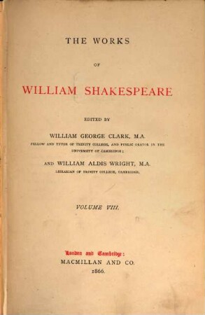 The works of William Shakespeare : in nine volumes, VIII