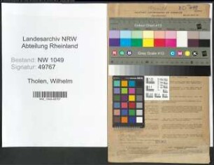 Entnazifizierung Wilhelm Tholen , geb. 20.03.1892 (Studienrat)