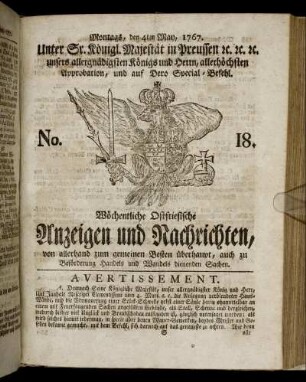 No. 18. Montags, den 4ten May, 1767.