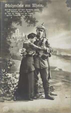 Stolzenfels am Rhein. Ein Grenadier auf dem Dorfplatz stand [...]