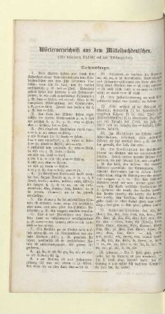 Wörterverzeichniß aus dem Mittelhochdeutschen