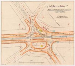 Umgestaltung eines Verkehrsplatzes Monatskonkurrenz Februar 1930: Lageplan 1:500; Maßstabsleiste