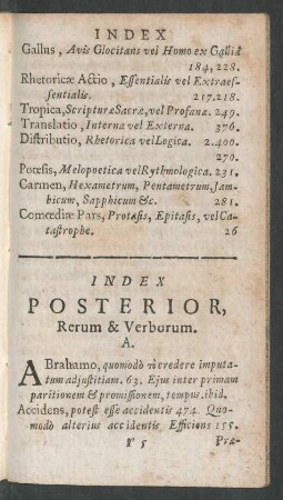 Index Posterior, Rerum & Verborum.