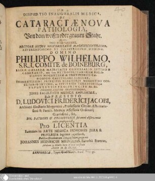 Disputatio Inauguralis Medica, De Cataractae Nova Pathologia