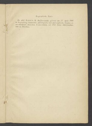 Biographische Notiz
