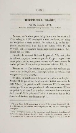 Théorème sur la parabole.