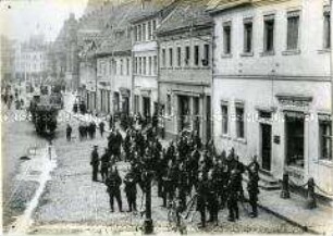 Militär in Hettstedt während des Streiks der Mansfelder Bergarbeiter
