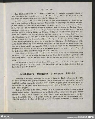 Räumlichkeiten. Lehrapparat. Sammlungen. Bibliothek